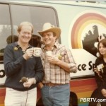 "From the 'Everything-But-Football Tailgate Party' at Three Rivers Stadium in September of 1982 during the players strike. As I recall, the Steelers were to host the San Diego Chargers that day. Sara Lockard is standing with us outside the Rainbow Machine."