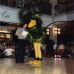 "WFFM's Wiffem bird and the late George Hart, who worked mid-days at WFFM at the time, at one of our Greengate Mall visits."