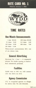 A rate card (#1!) for WYDD New Kensington, January 1963