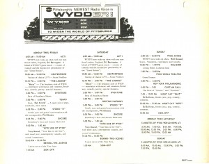 A programming schedule for WYDD 104.7 Pittsburgh.