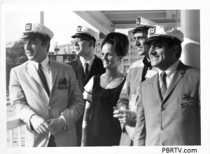 The WYDD Guys on the Gateway Clipper pose. Left to Right: Gil Barrington, "Act 1" morning show; Bob Kristof, "Centerpiece" and "Tempo"; Misty, "The Lounge"; Phil Brooks, "Studio B"; Tony Mowod, "The Nite Side"
